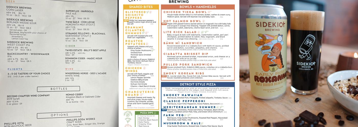 Sidekick Brewing Menu