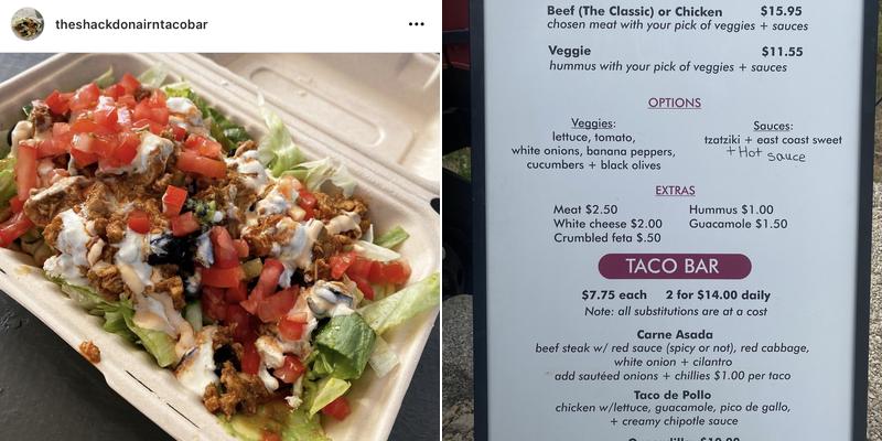 The Shack Donair + Taco Bar Menu