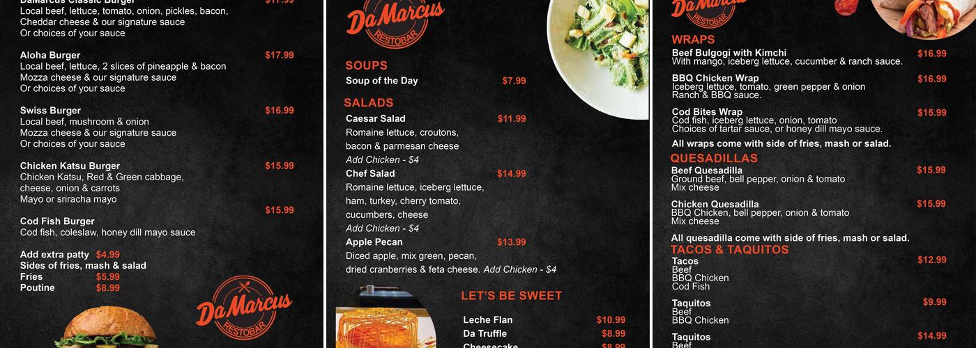DaMarcus RestoBar Menu