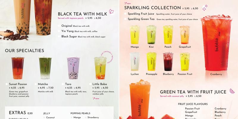 Bubble Tea Shop Menu