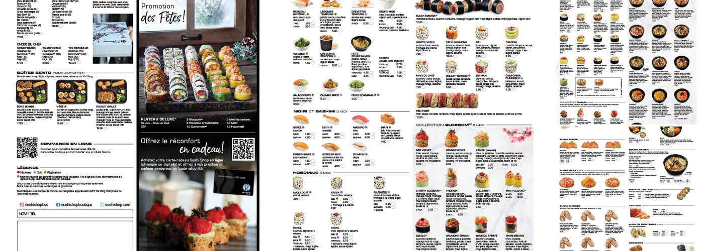 Sushi Shop Menu