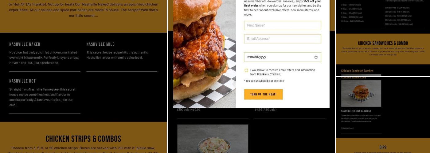 Frankie's Nashville Hot Chicken Menu