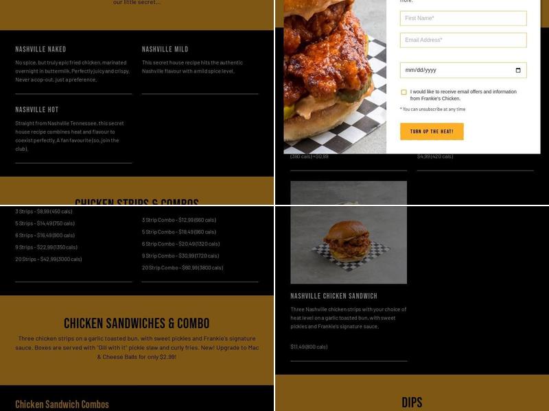 Frankie's Nashville Hot Chicken Menu