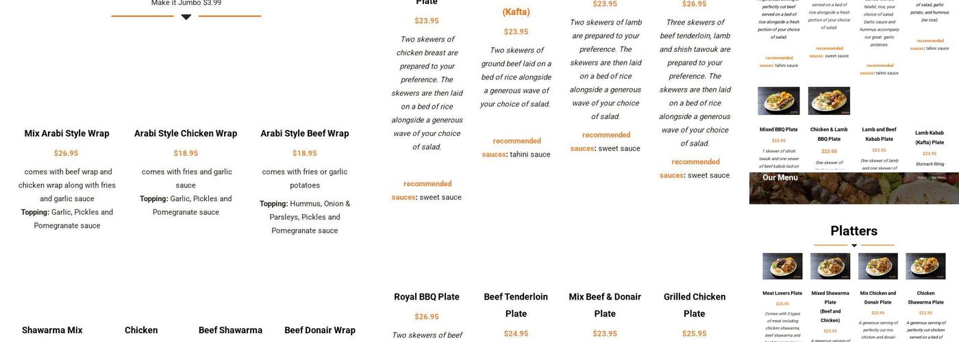 Jerusalem Shawarma Edmonton Menu