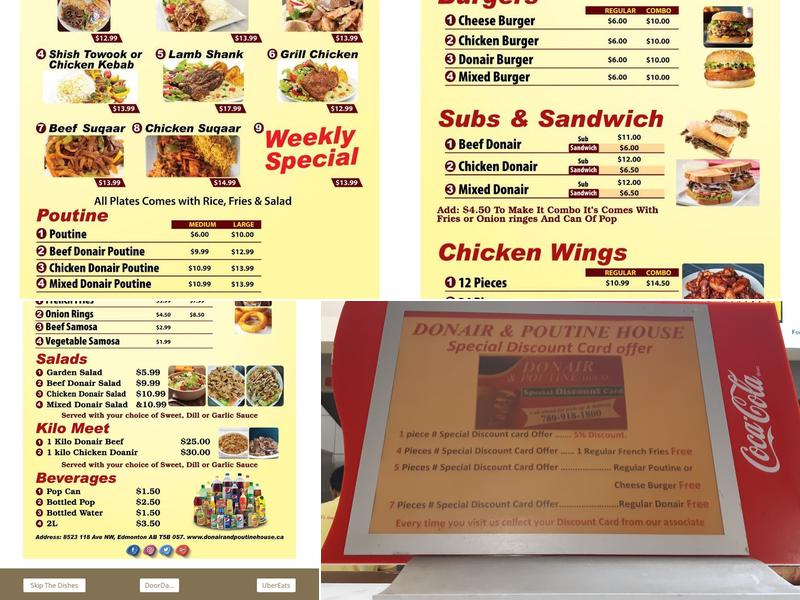 Donair and Poutine House Menu