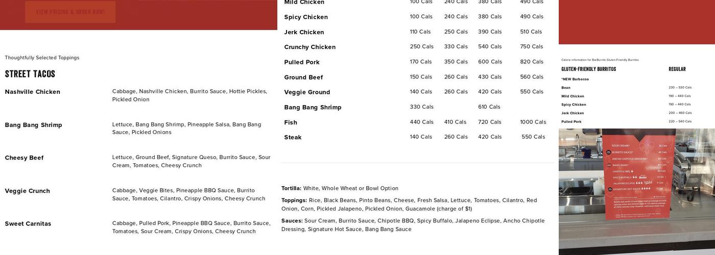 barBURRITO Menu