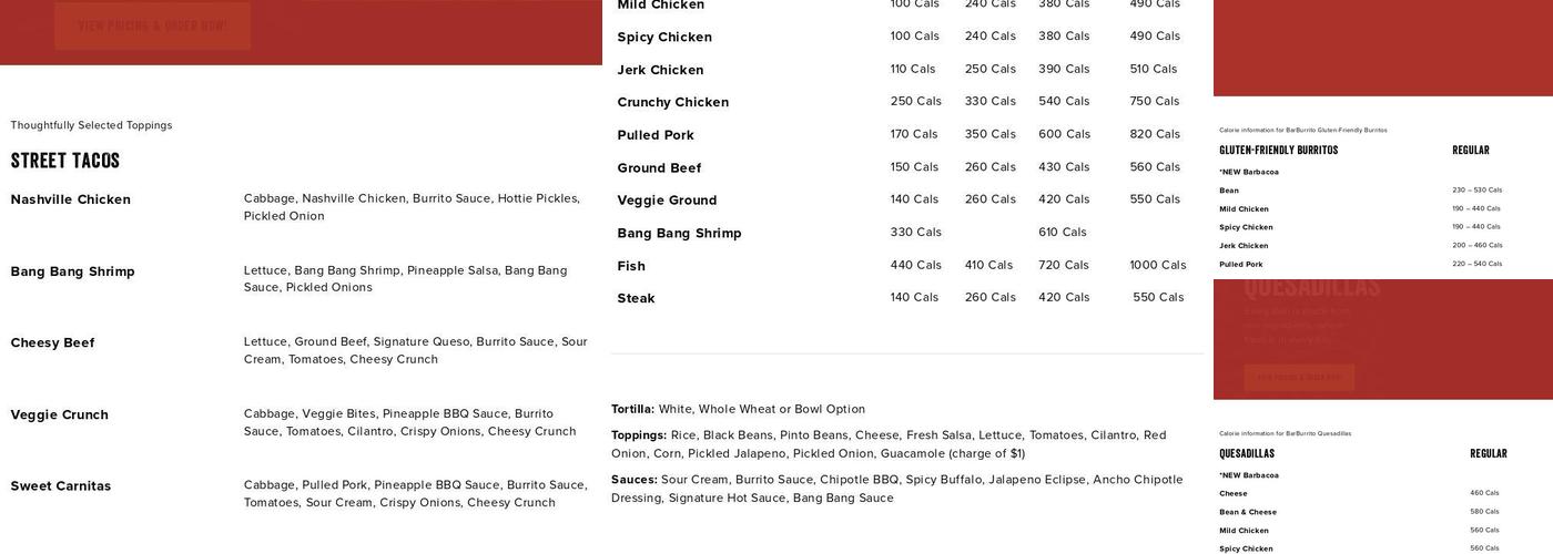 barBURRITO Menu