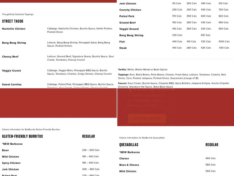 barBURRITO Menu