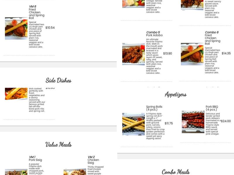 Mye's Ribs Filipino Kitchen Menu