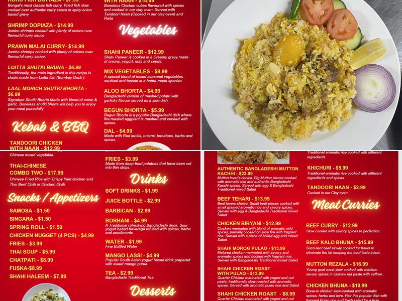 Alif's Royal Kitchen & Lounge Ltd Menu
