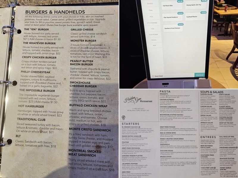 The hidden gem restaurant Menu
