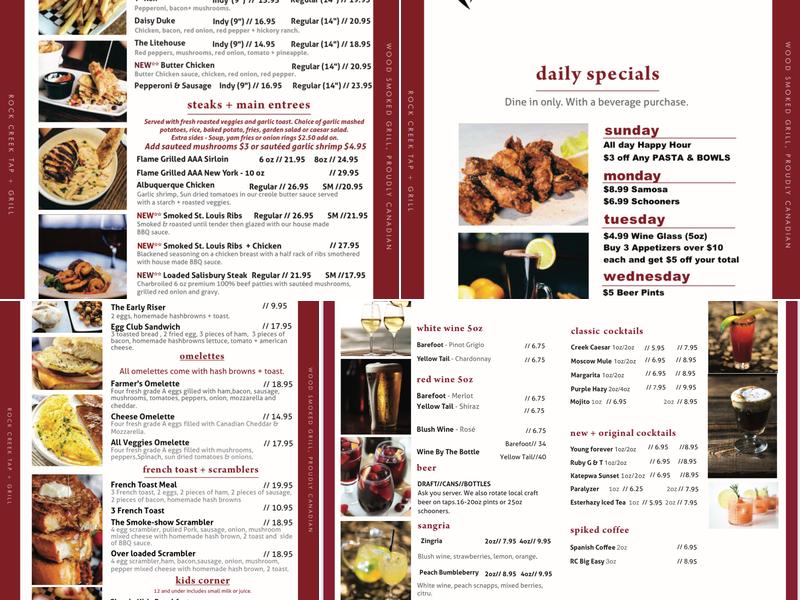 RockCreek Esterhazy Menu