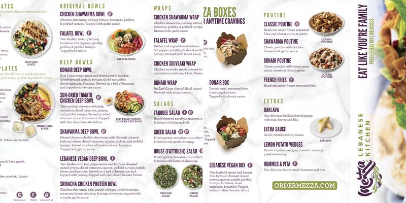 Mezza Lebanese Kitchen (Fall River) Menu
