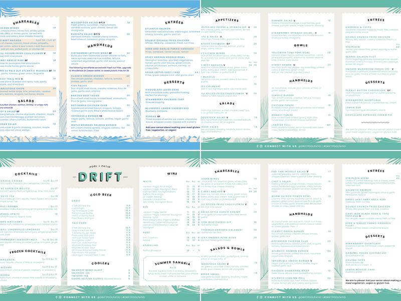 DRIFT Pool & Patio Menu