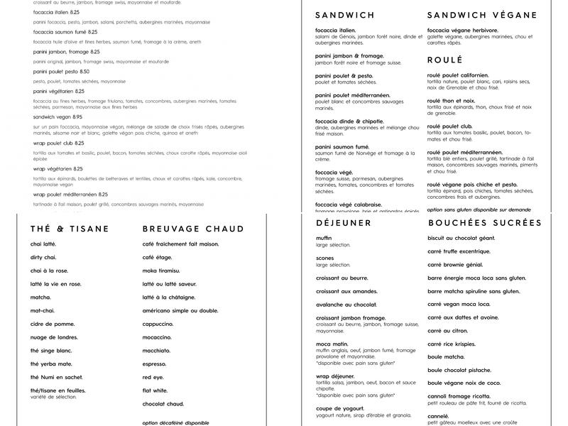 Moca Loca Café Menu