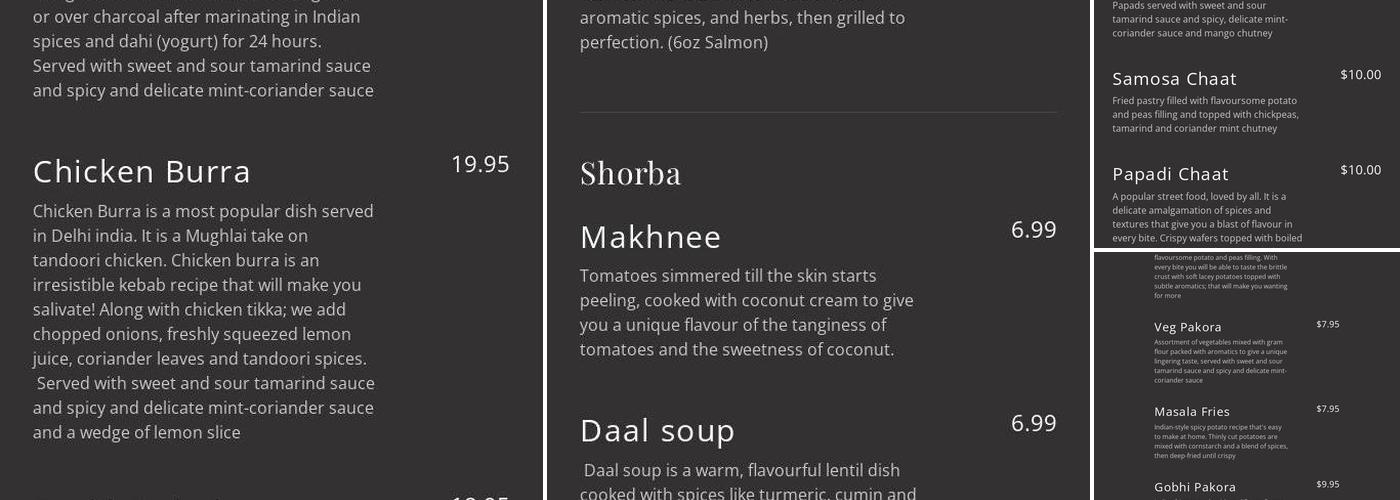 Essence Of Spice Menu