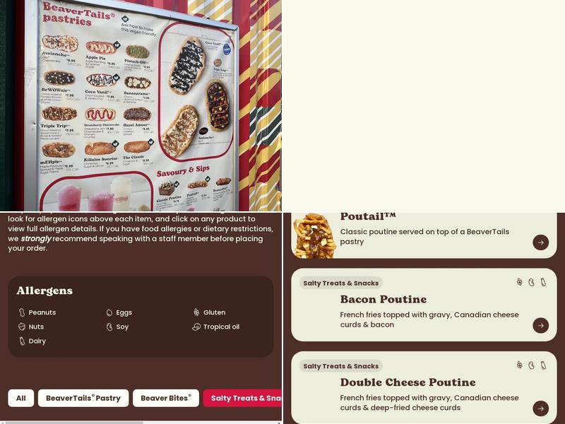 BeaverTails Toronto Premium Outlets Menu