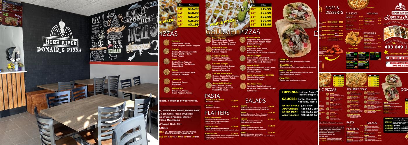 High River Donair and Pizza Menu