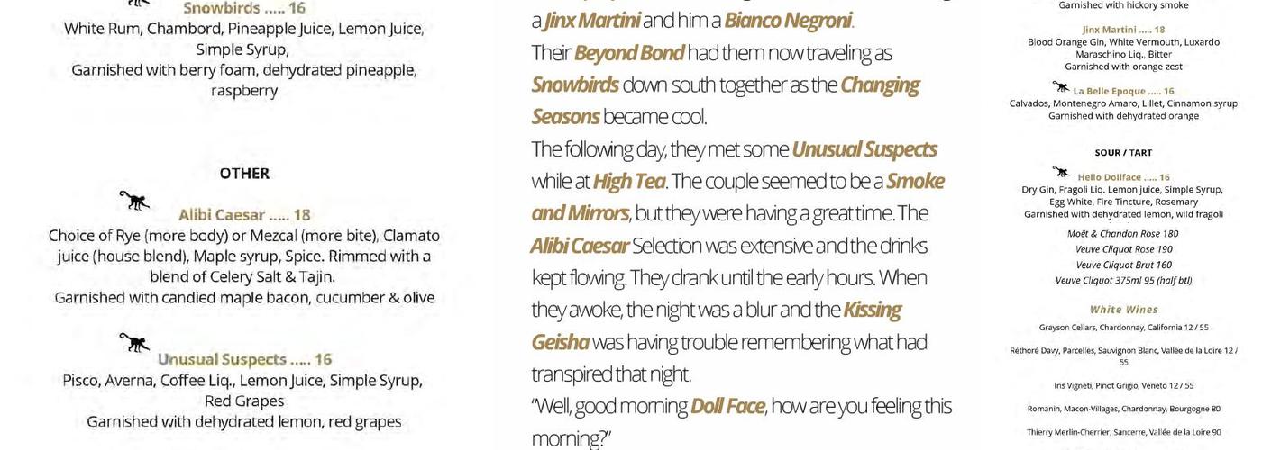 Alibi Lounge Hudson Menu