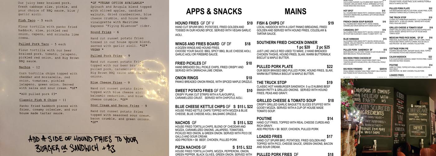 Roof Hound Brewing Co. Menu