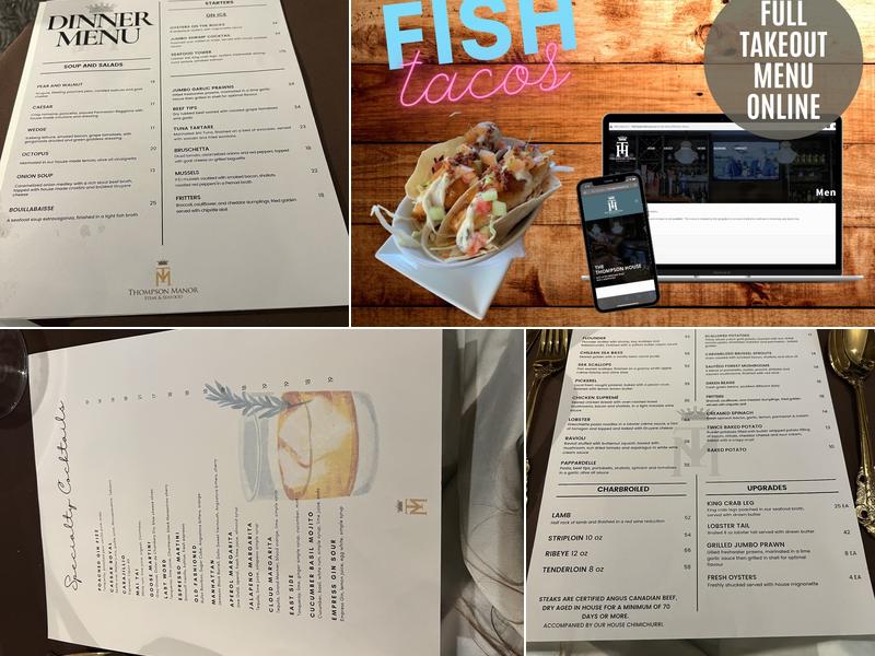 Thompson Manor Steak and Seafood Menu