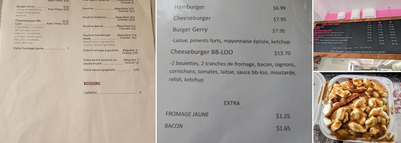Cantine BB-LOO Menu