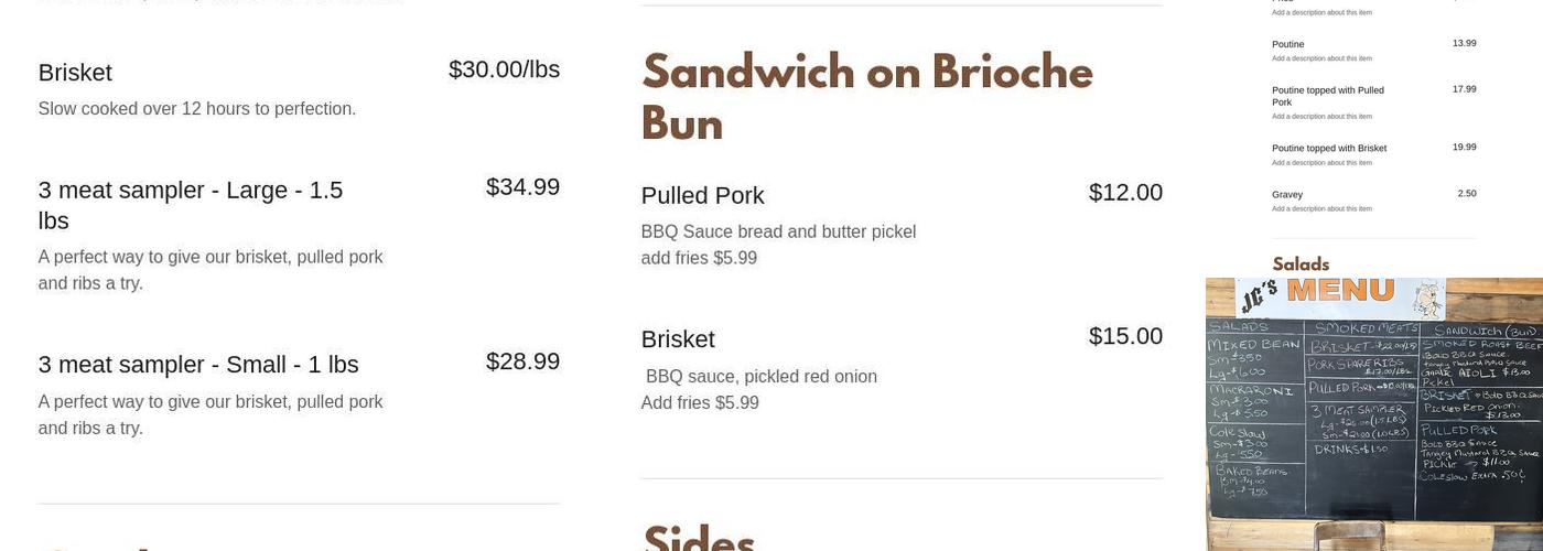 JC'S Smokehouse Menu