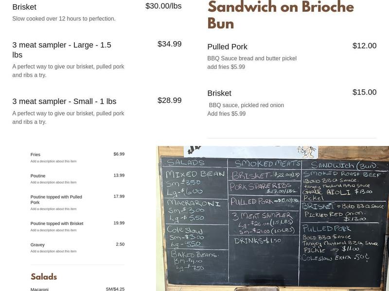 JC'S Smokehouse Menu