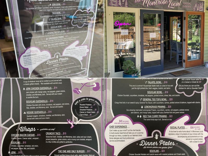 The Montrose Local Menu