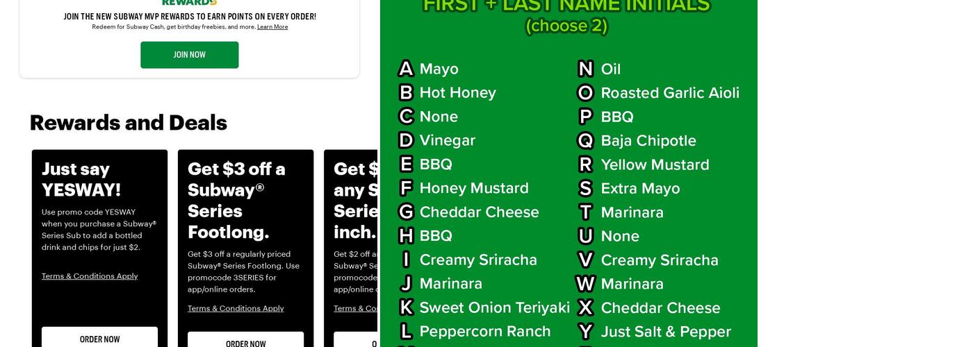 Subway Menu