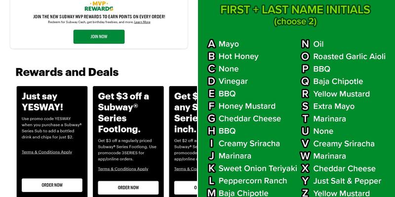 Subway Menu