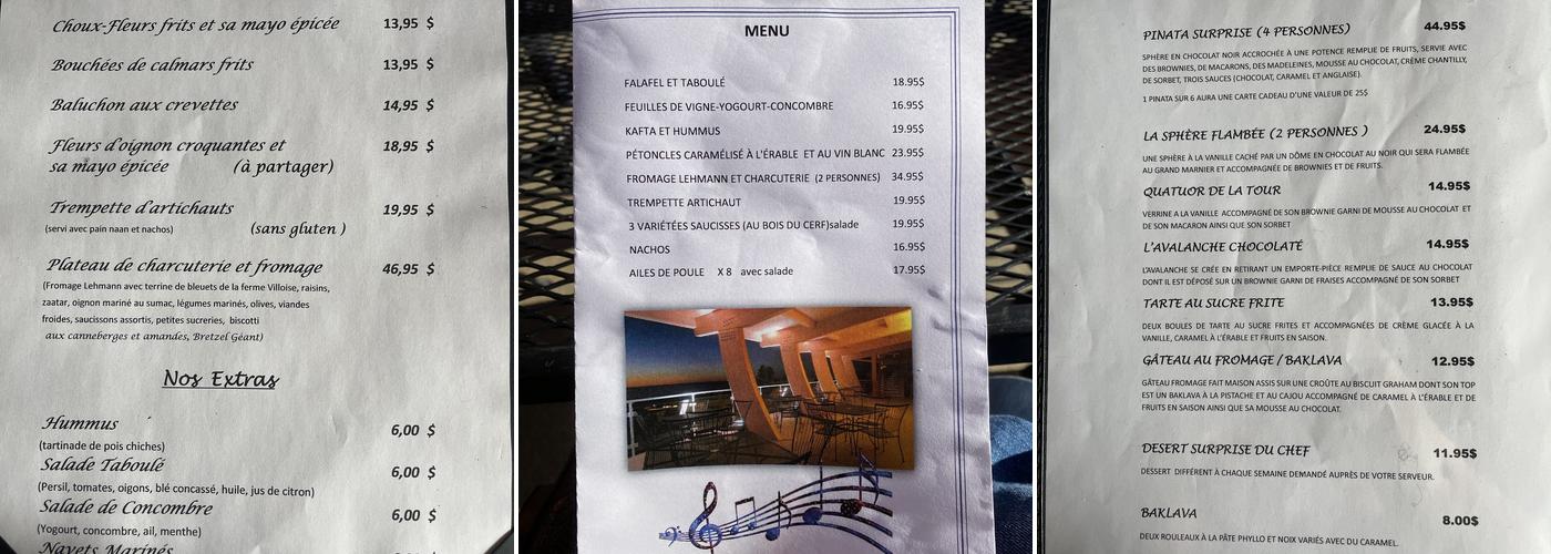 Bistro de la Tour Menu