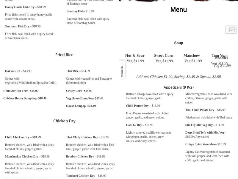 Mela Kitchen (Authentic Indian Chinese Hakka Cuisine) Menu