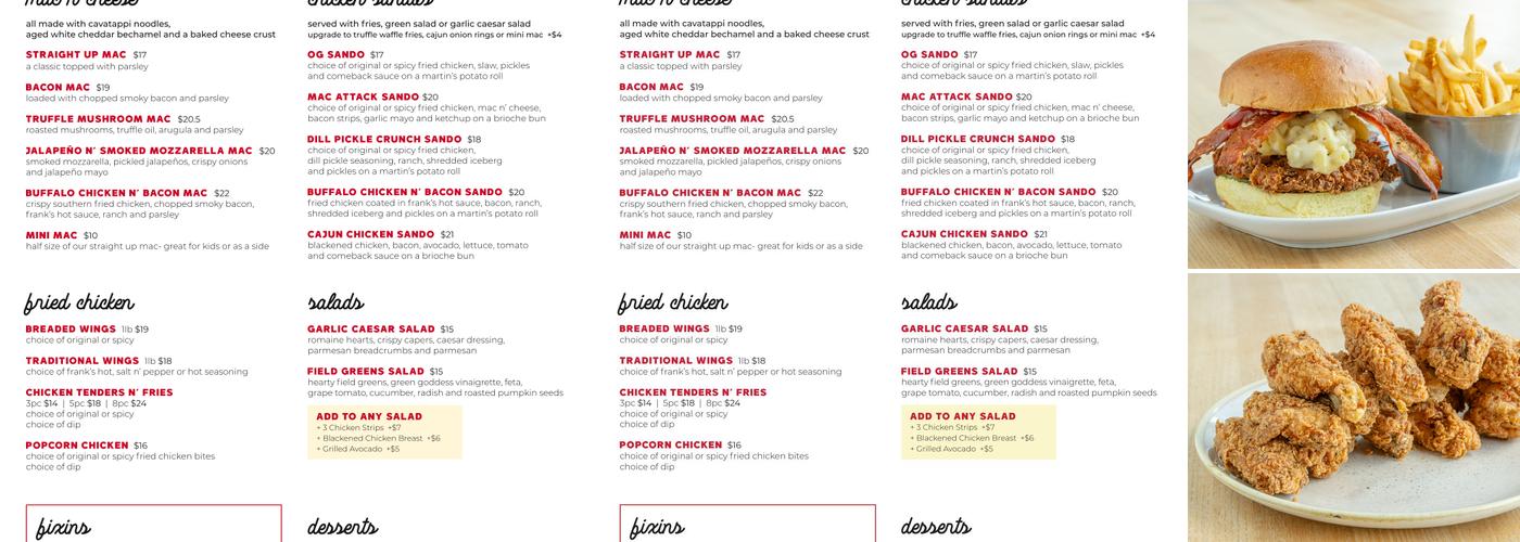 Fixins Mac n' Chicken | North Vancouver Menu