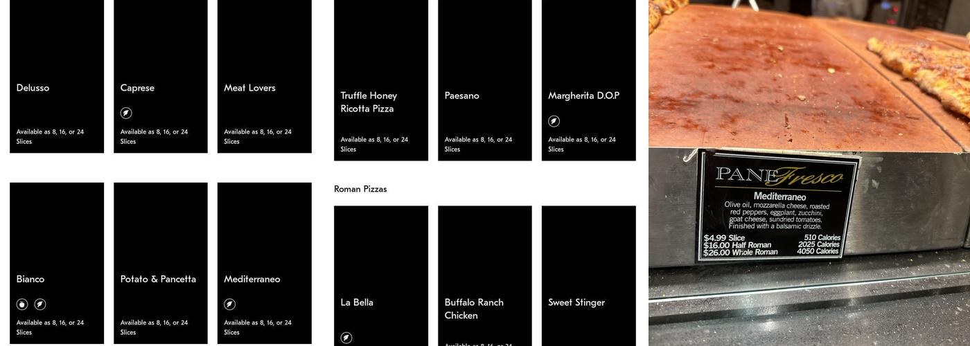 Pane Fresco at Fortinos Menu