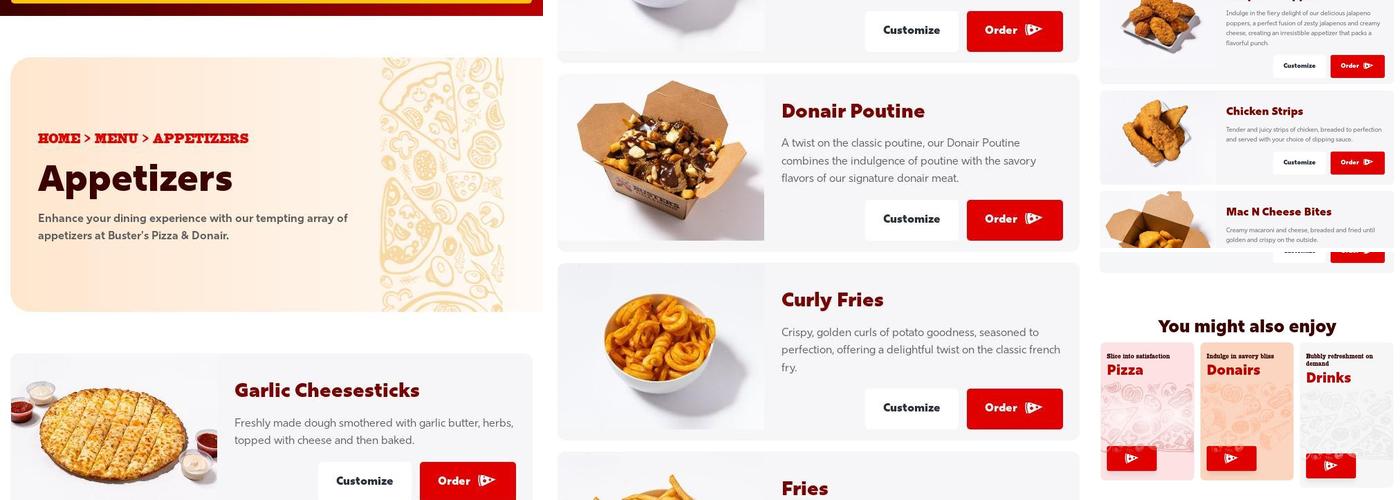 Buster's Pizza & Donair Menu