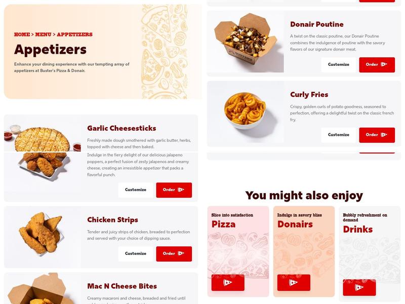 Buster's Pizza & Donair Menu