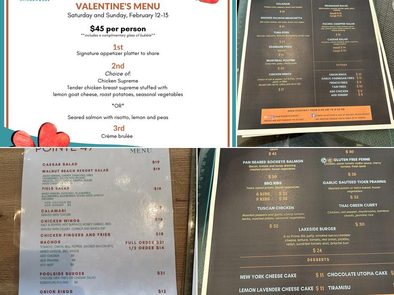 Pointe 49° Restaurant Menu