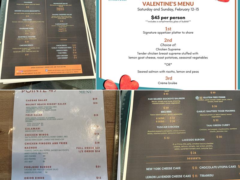 Pointe 49° Restaurant Menu