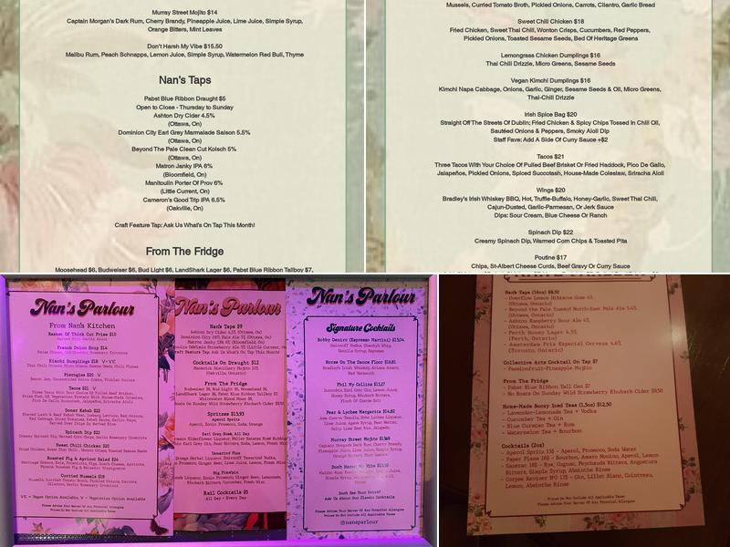 Nan's Parlour Menu