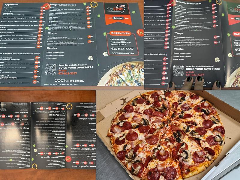 Chili Craft Pizza Menu