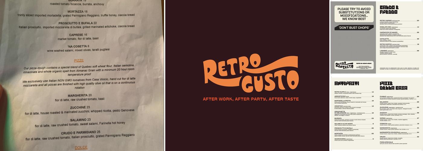 Retro Gusto Menu
