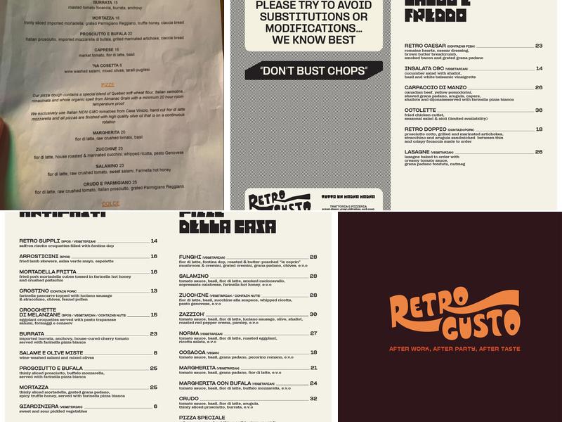 Retro Gusto Menu