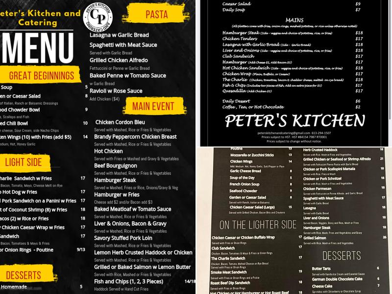 Peter's Kitchen and Catering Menu