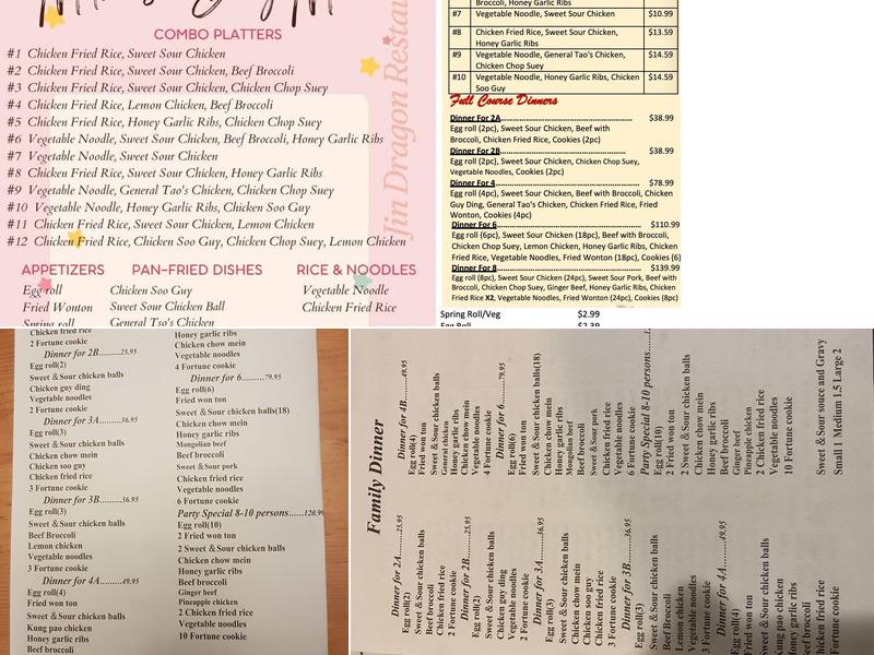 Jin Dragon Restaurant Menu