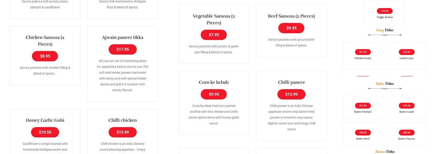 Spice Hut Indian Cuisine Menu