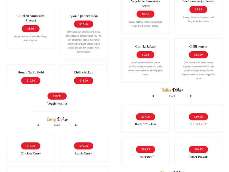 Spice Hut Indian Cuisine Menu