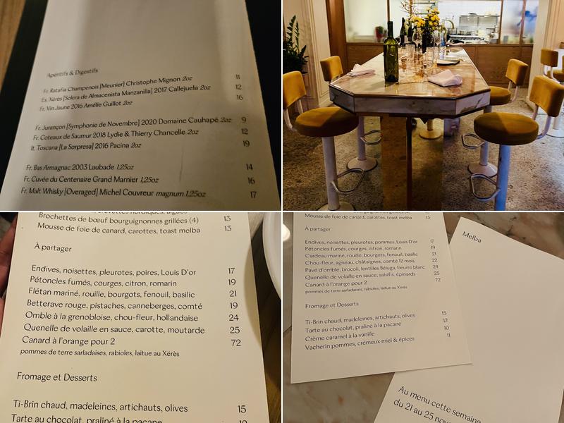 Restaurant Melba Menu