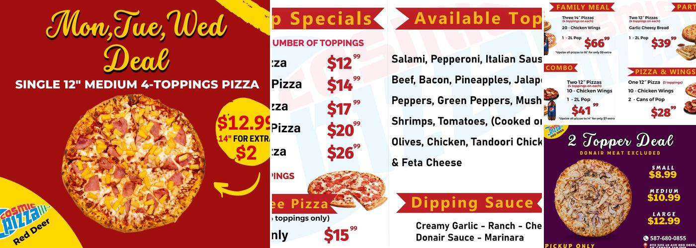 Cosmic Pizza & Donair Piper Crossing - Red Deer Menu