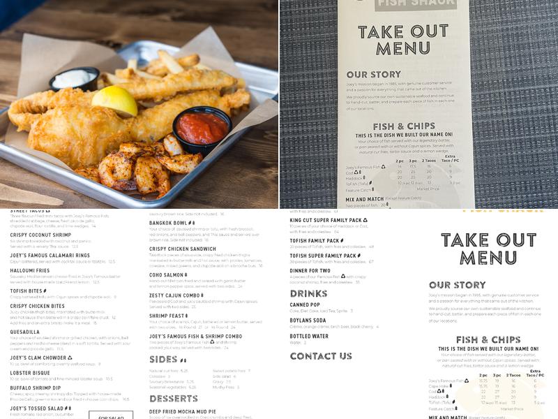 Joey's Fish Shack - Regina Quance Menu